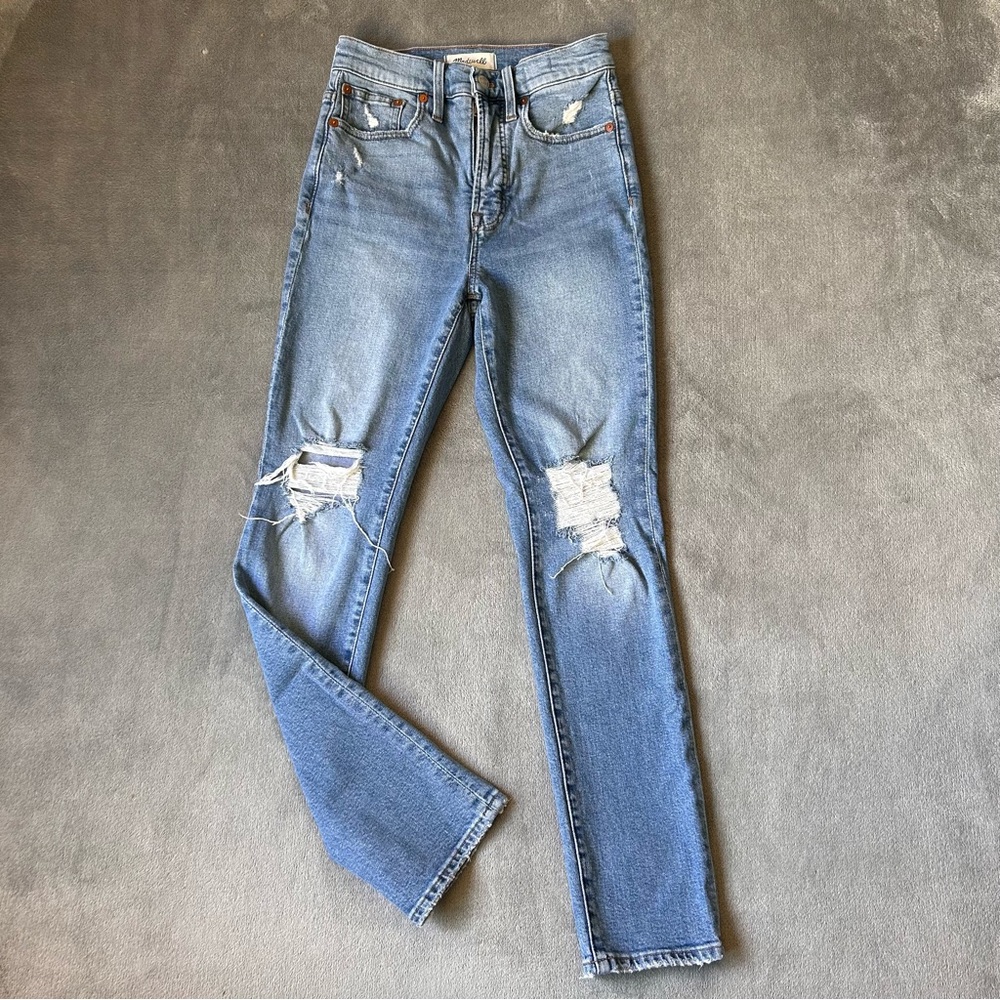 Madewell Women's The Perfect Vintage Blue Denim Jean Size 24 distressed stretch